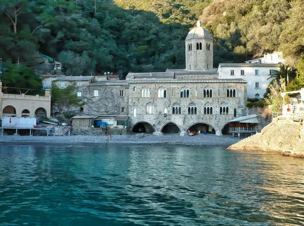 Nagyon Szép Kilátás Nyílik San Fruttuoso Egy Kis Falu Portofino — Stock Fotó