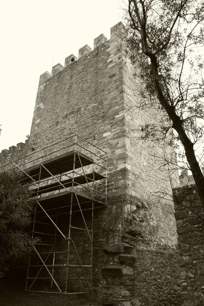 Detalle Del Castillo Medieval San Jorge Lisbon — Foto de Stock