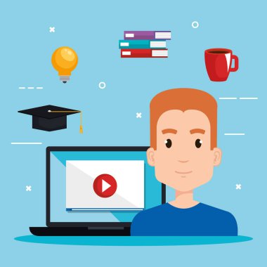 Öğrenci dizüstü elektronik eğitim kullanarak