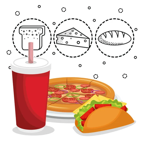 Delicioso menú de comida rápida — Archivo Imágenes Vectoriales