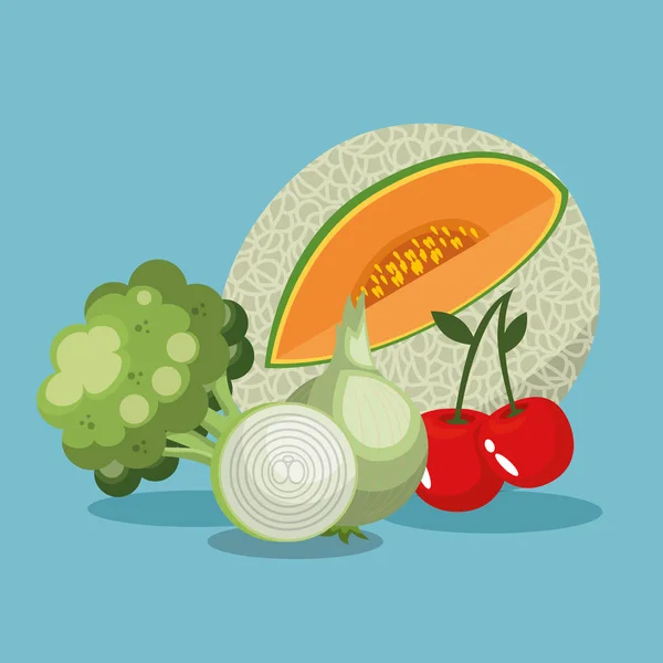 Frutas y verduras alimentos saludables — Vector de stock