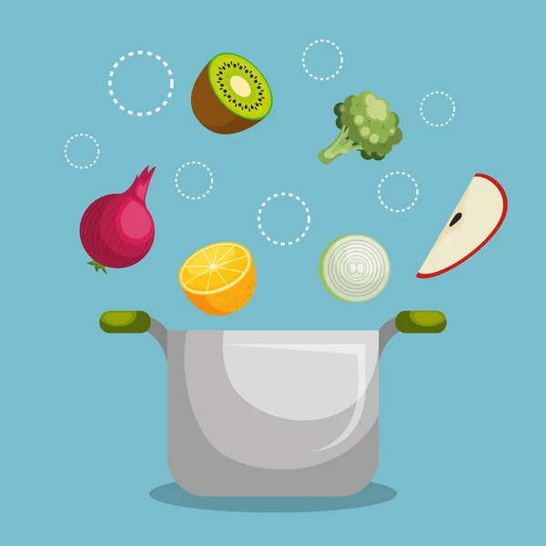 Fruits et légumes aliments sains — Image vectorielle