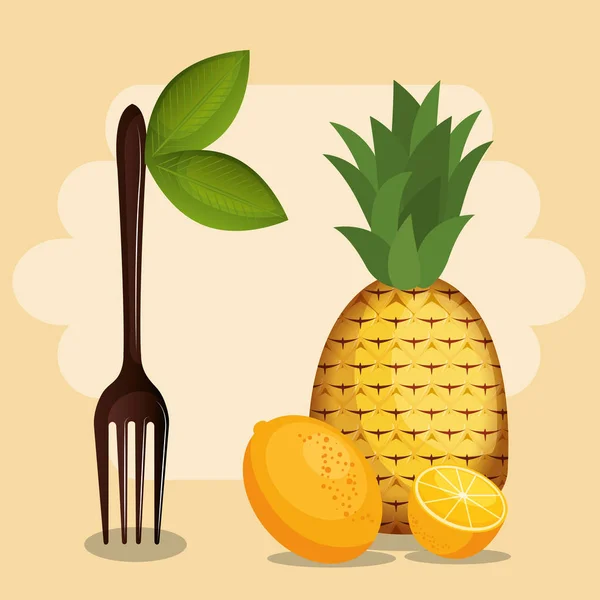 新鲜水果健康食品 — 图库矢量图片
