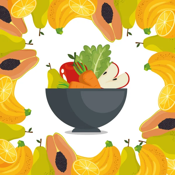 Obst und Gemüse gesunde Ernährung — Stockvektor