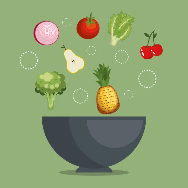 Frutas y verduras alimentos saludables — Vector de stock