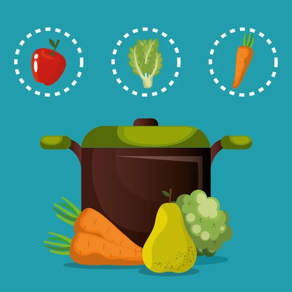 Frutas y verduras alimentos saludables — Vector de stock