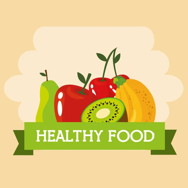 Fresh fruits healthy food — Stock Vector