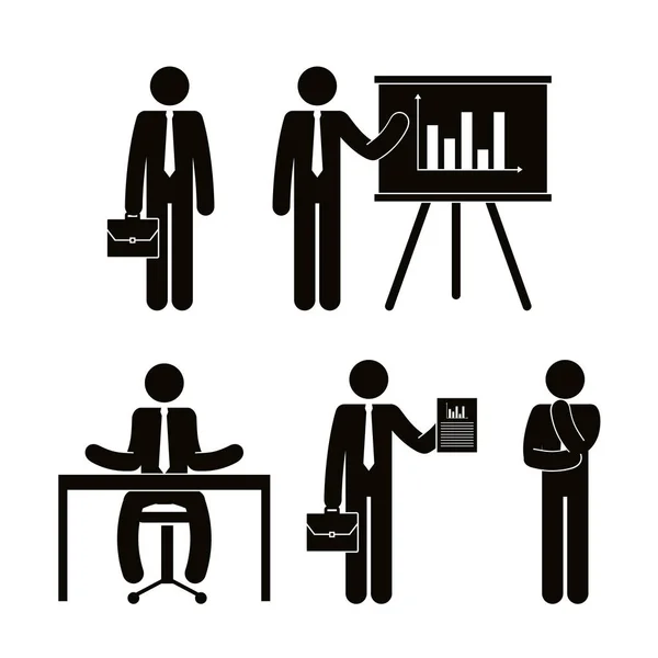 Groupe de gens d'affaires avec travail d'équipe en carton — Image vectorielle