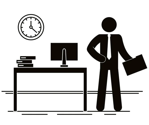 Figura homem de negócios na silhueta avatar escritório — Vetor de Stock