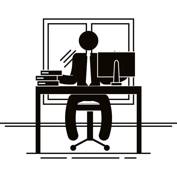 Фігура бізнесмен в офісі аватар силует — стоковий вектор