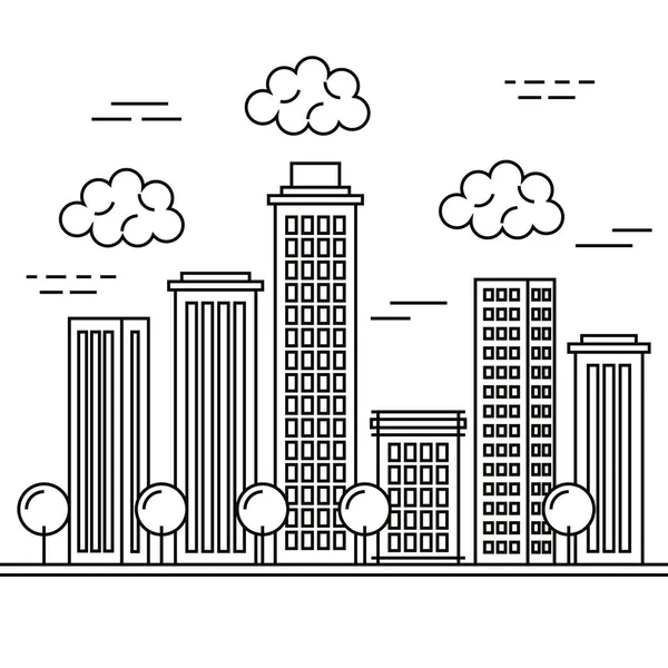 Edificios paisaje urbano icono aislado — Vector de stock