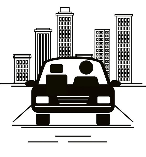 汽车轿车与司机车图标 — 图库矢量图片