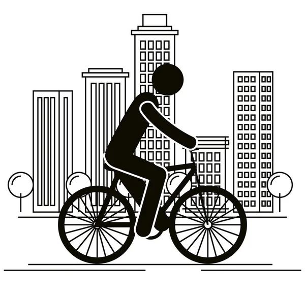 Vehículo de bicicleta con figura humana — Vector de stock