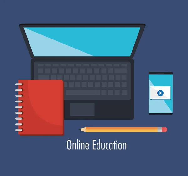 Educazione elettronica con laptop — Vettoriale Stock