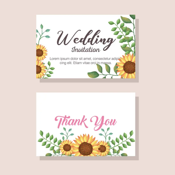 Tarjeta de invitación de flores y hojas — Vector de stock