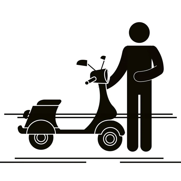 Мотоцикл скутер с силуэтом водителя Стоковая Иллюстрация