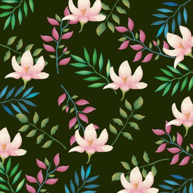 çiçekler ve yapraklar Bahçe desen arka plan