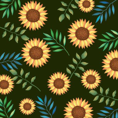 çiçekler ve yapraklar Bahçe desen arka plan