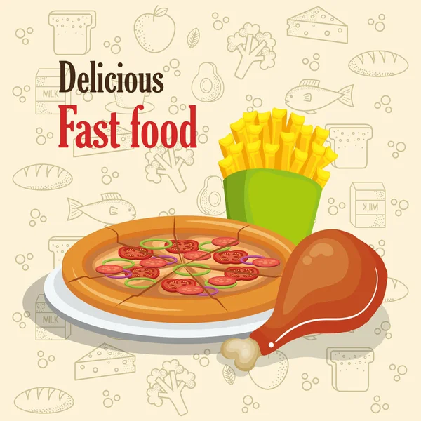 Delicioso menu de fast food —  Vetores de Stock