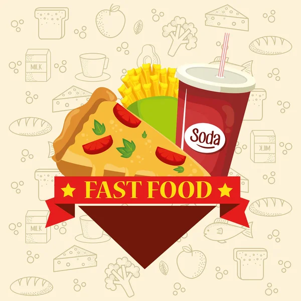 Delicious fast food menu — Stock Vector