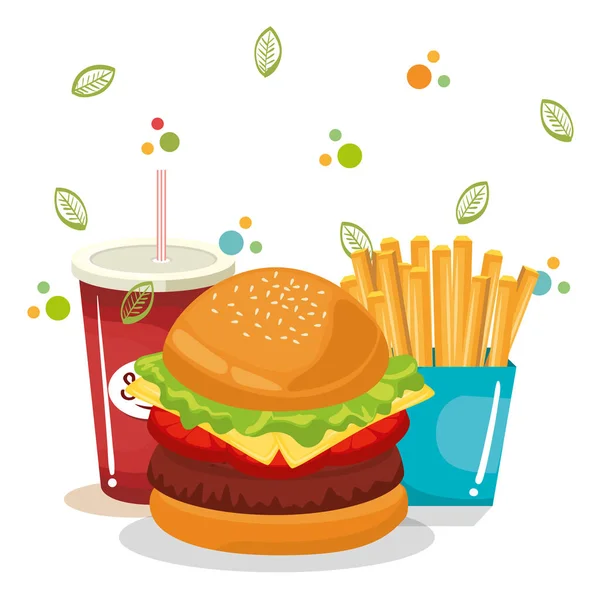 Delizioso menu fast food — Vettoriale Stock