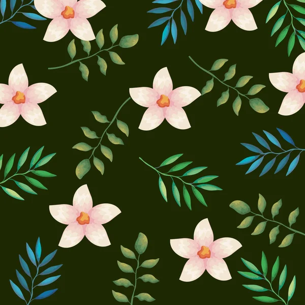 Blumen und Blätter Garten Muster Hintergrund — Stockvektor