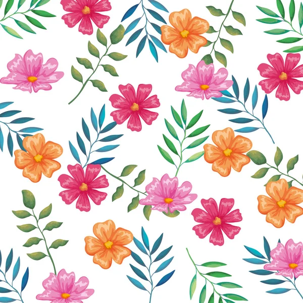 Blommor och blad trädgård mönster bakgrund — Stock vektor