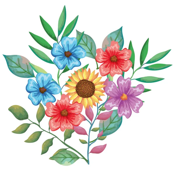 Bloemen Blaadjes Tuin Decoratieve Vector Illustratie Ontwerp — Stockvector