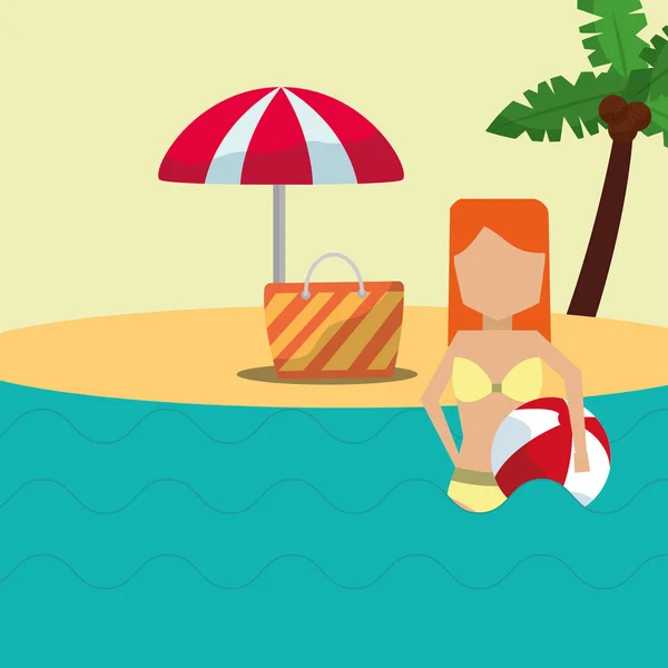 Playa hora de verano — Vector de stock