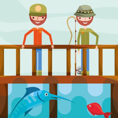 Balık tutma insanlar karikatür