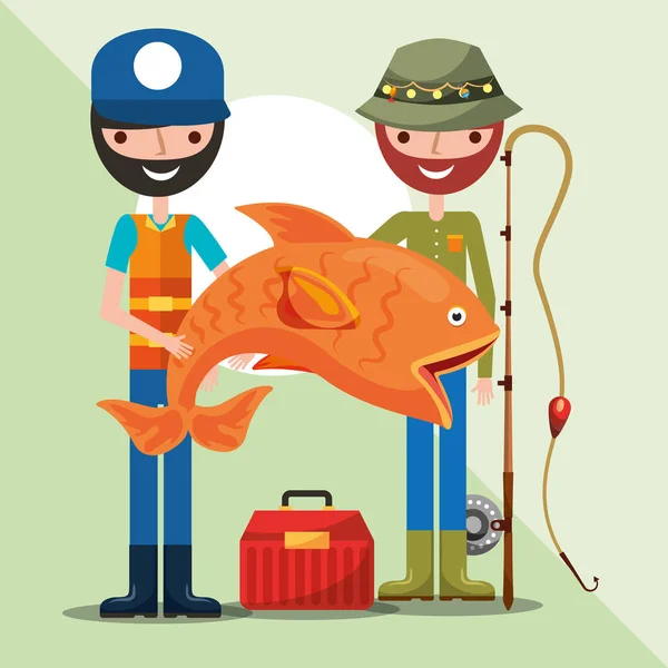 Pescador de dibujos animados pesca — Vector de stock