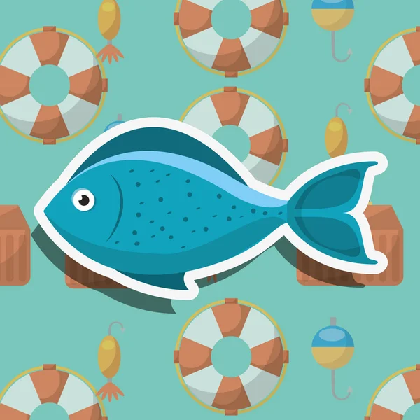 Fisk fiske tecknad — Stock vektor