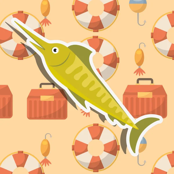 Pesca de peces dibujos animados — Archivo Imágenes Vectoriales