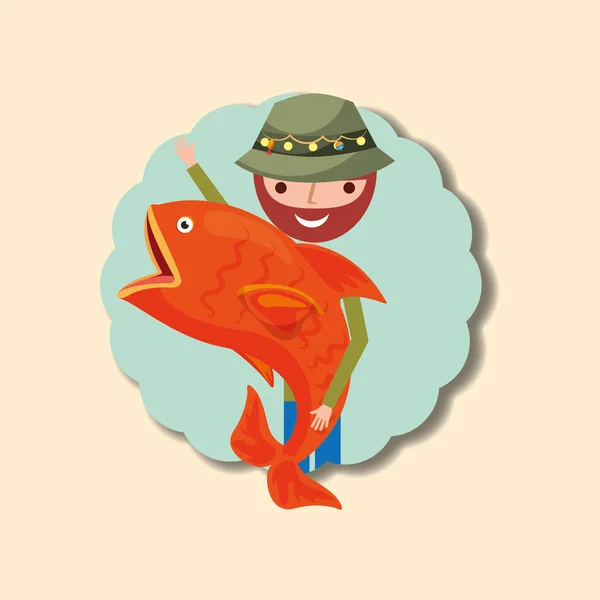 Balık tutma insanlar karikatür — Stok Vektör