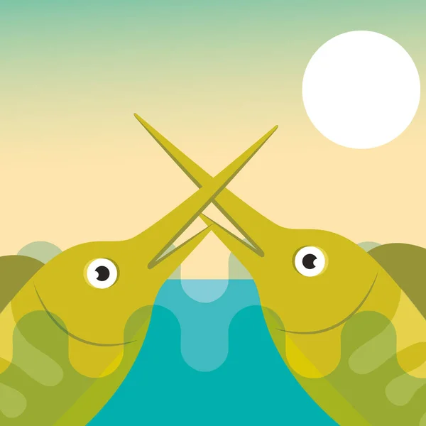 Pesca pesce cartone animato — Vettoriale Stock