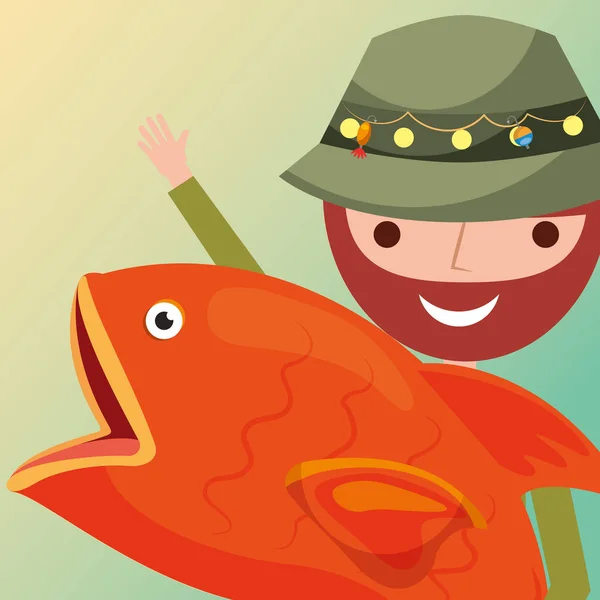 Balık tutma insanlar karikatür — Stok Vektör