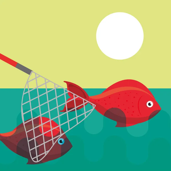 Pesca peixe desenhos animados —  Vetores de Stock