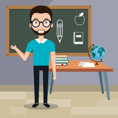 adam öğretmen sınıf vektör çizim tasarım