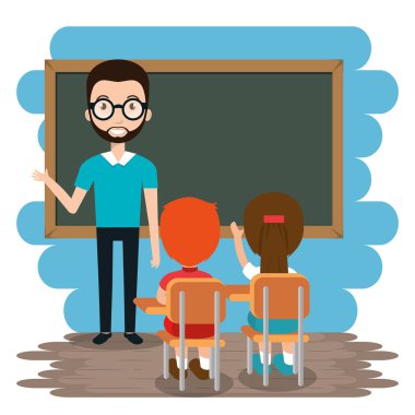 adam öğretmen sınıfta öğrencilerle