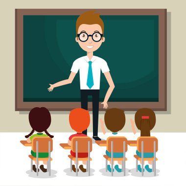 adam öğretmen sınıf vektör çizim tasarım öğrencileri ile