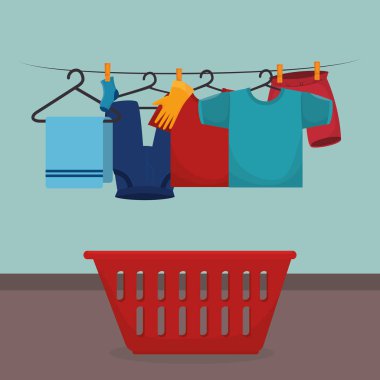 Çamaşırhane servisi asılı elbiseleri