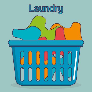 giyim plastik sepet Çamaşırhane servisi vektör çizim tasarım