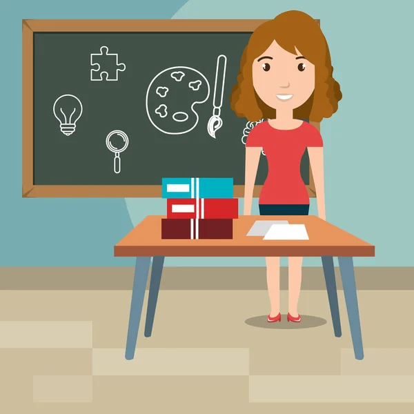 Woman teacher in the classroom — Stock Vector
