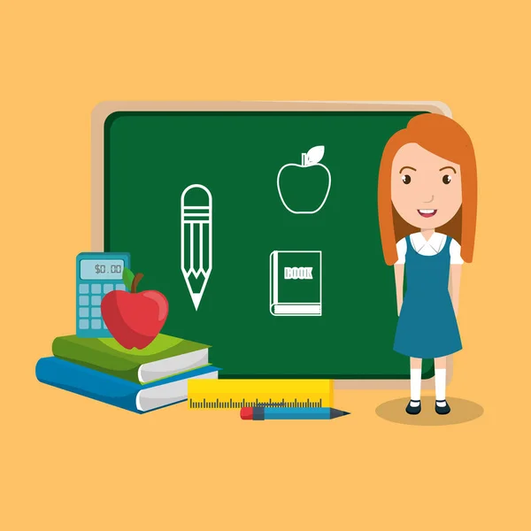 Girl student in the classroom character — Stock Vector