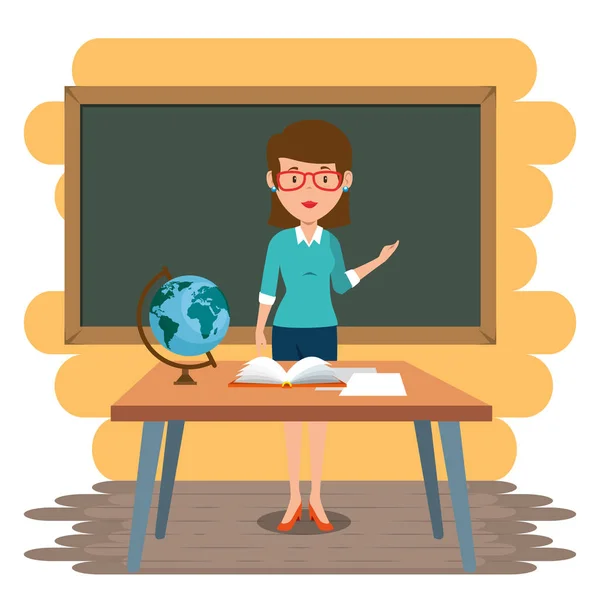 Profesora en el aula — Vector de stock