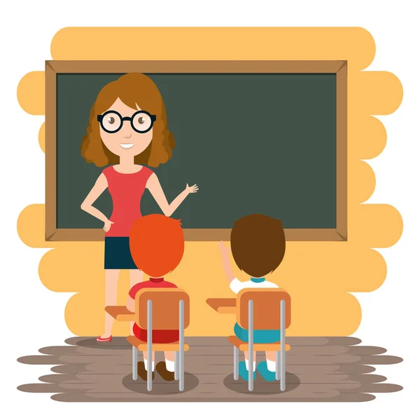 Žena učitel se studenty ve třídě — Stockový vektor