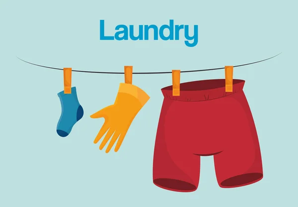 Roupas penduradas serviço de lavandaria —  Vetores de Stock