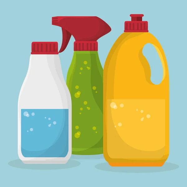 洗衣服务套装瓶产品 — 图库矢量图片