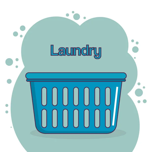 Clothes plastic basket laundry service — Stock Vector