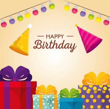 mutlu Doğum günü kutlama kartı yetenekleri sunar